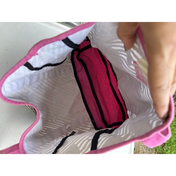 Roxy 100% Cotton Got For It Heart Graphics Strips Hook Loop Closure Tote Bag - Picture 5 of 5